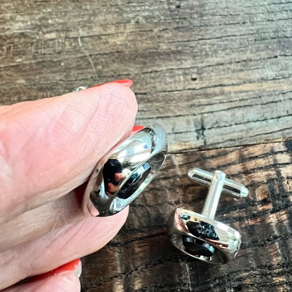 Silver and Black Cufflinks